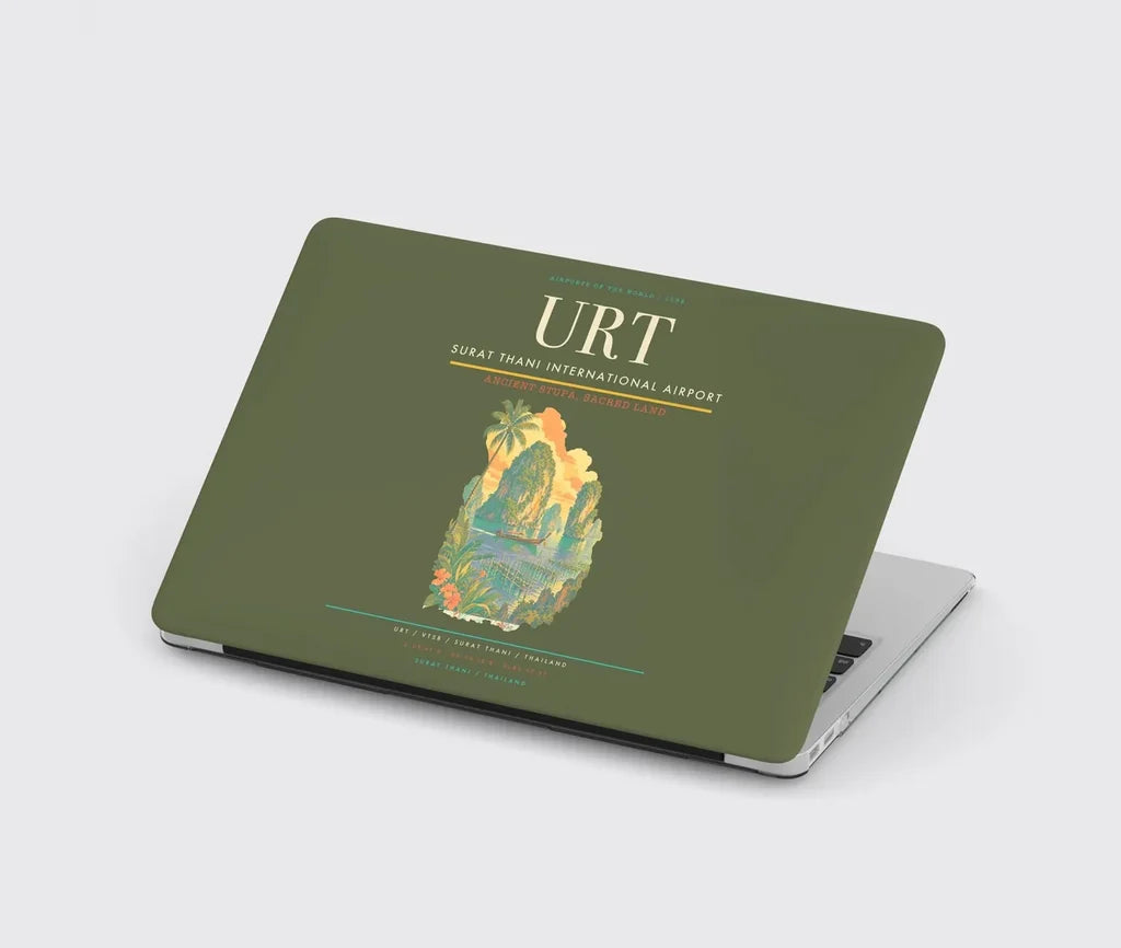 Surat Thani International Airport (URT) design on green army MacBook case