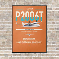 Thumbnail for Tecnam P2006T vertical canvas print - framed - orange background