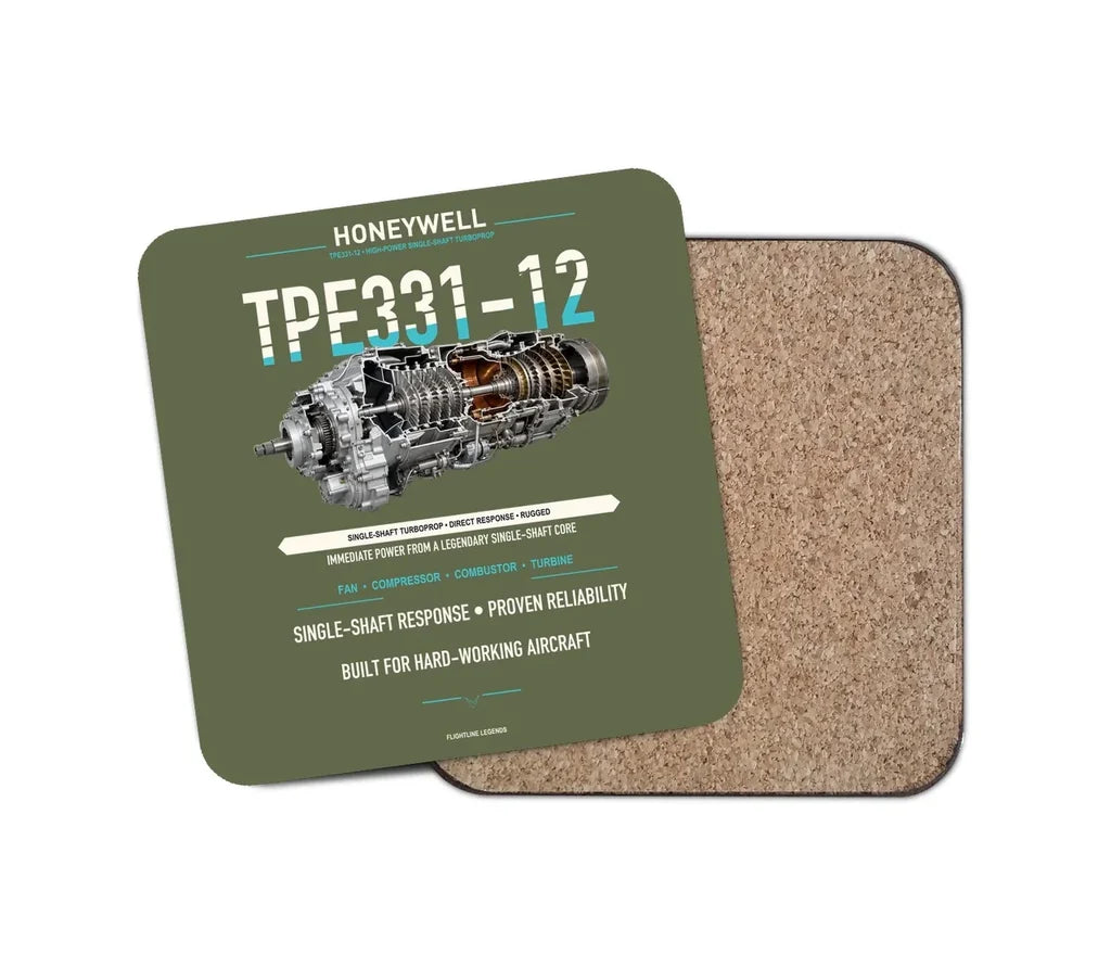 TPE331-12 design on green army 1 piece coaster