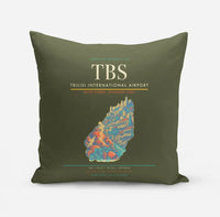 Thumbnail for Tbilisi International Airport (TBS) design on green army pillow