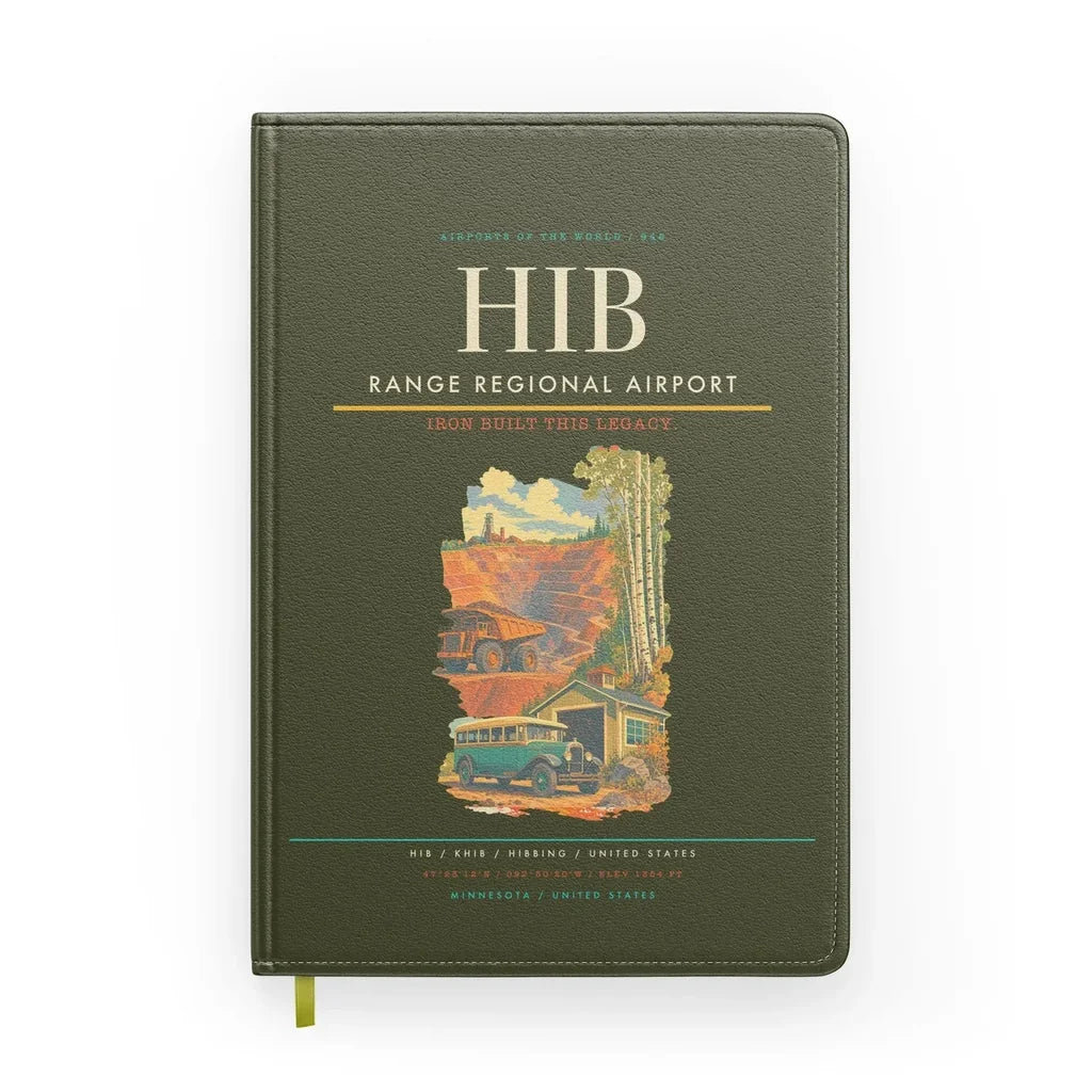 Range Regional Airport (HIB) design on green army notebook