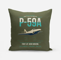 Thumbnail for P-59A Airacomet design on green army pillow