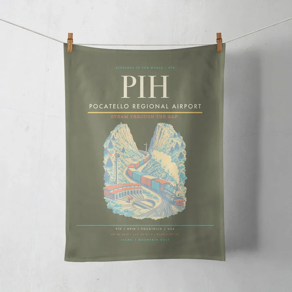 Pocatello Regional Airport (PIH) design on green army towel