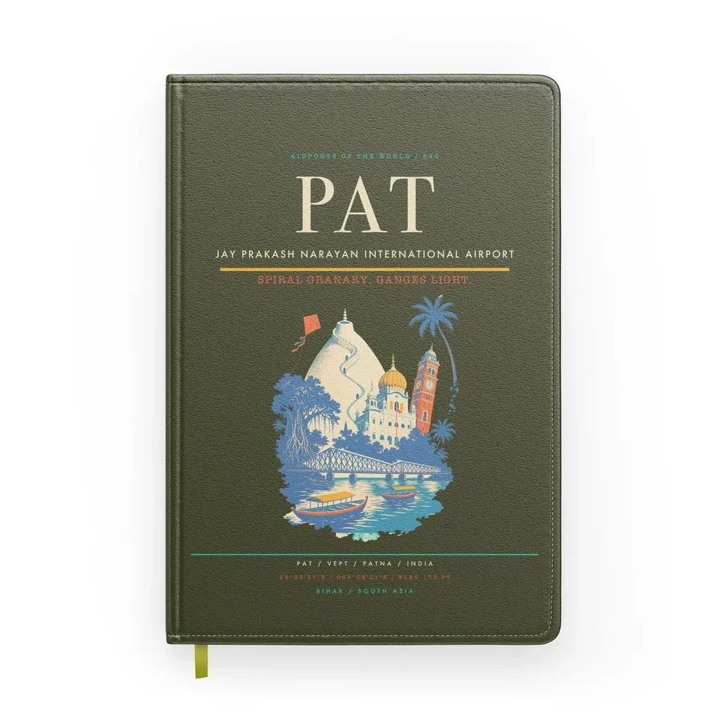 Jay Prakash Narayan International Airport (PAT) design on green army notebook