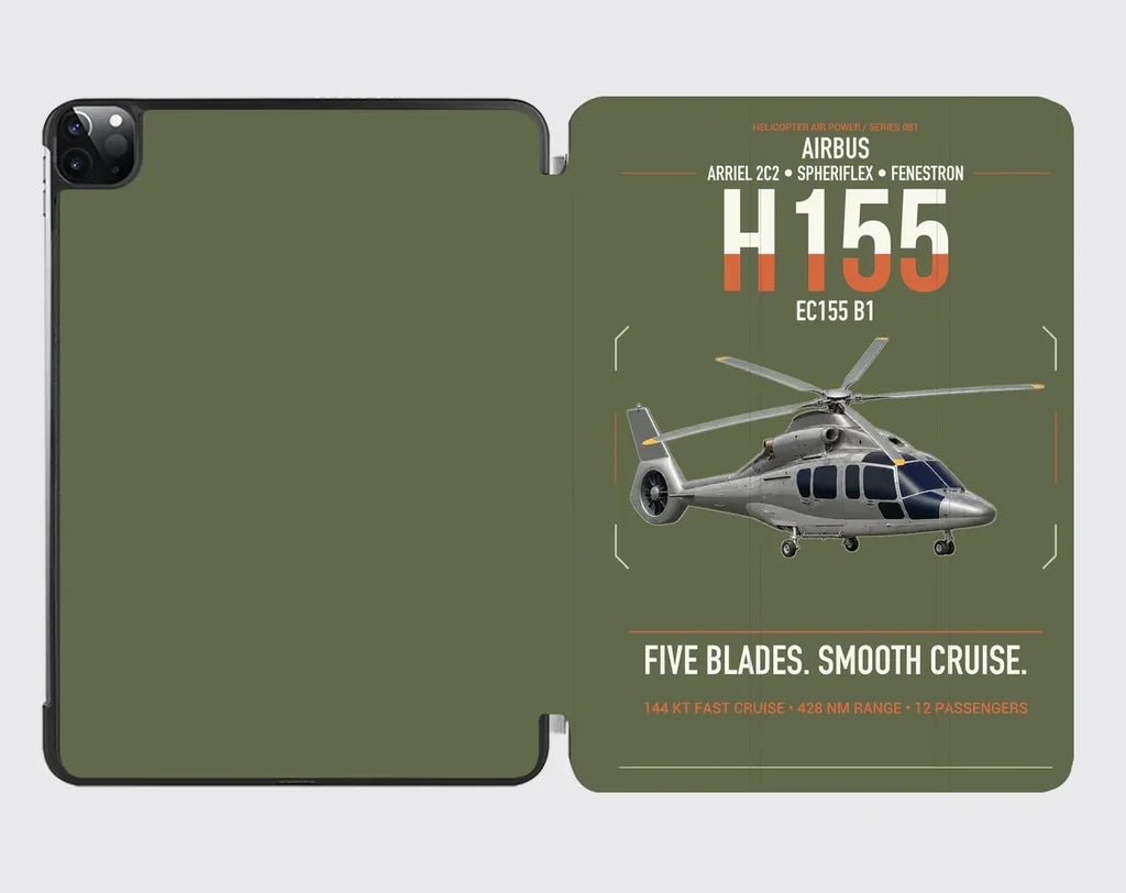 Airbus H155 EC155 B1 design on green army ipad tablet case