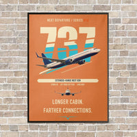 Thumbnail for Boeing 737-900ER vertical canvas print - framed - orange background