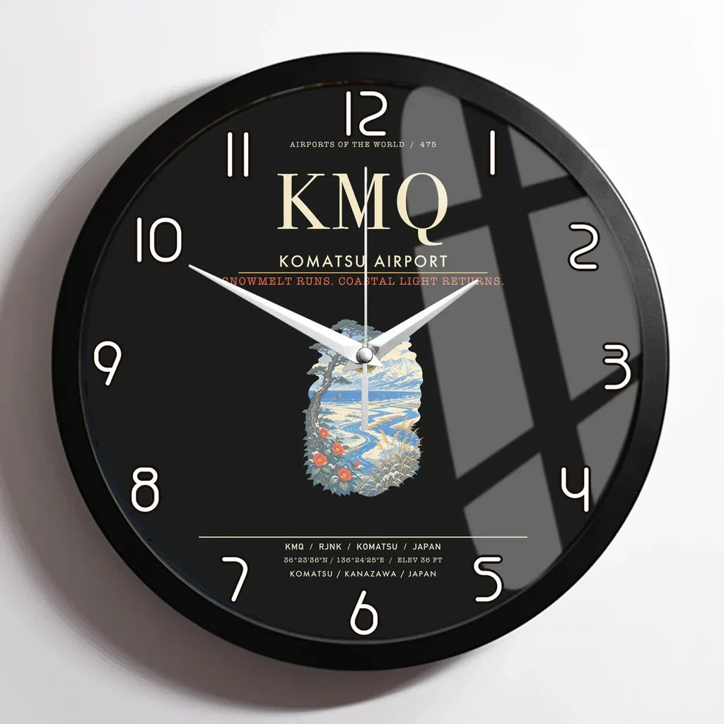 Komatsu Airport KMQ Wall-Clock Framed - Black