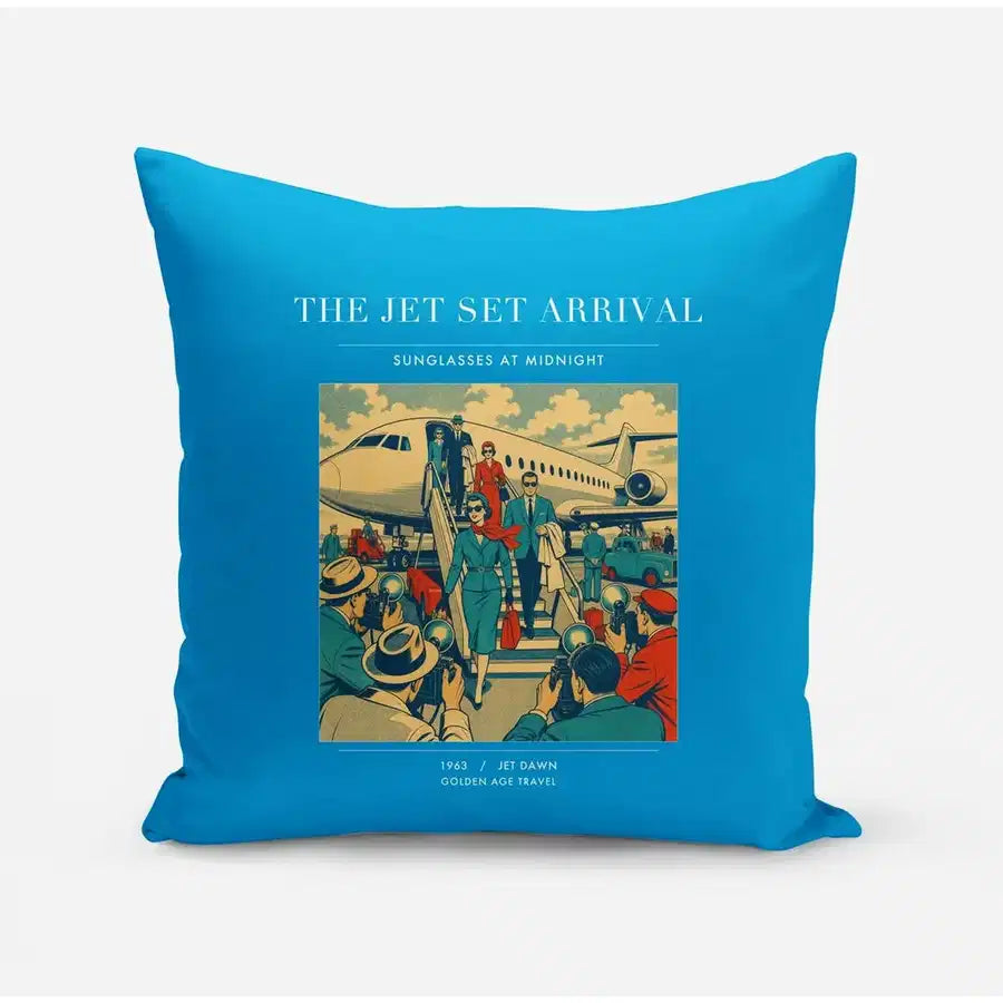 VINTAGE G4121 - The Jet Set Arrival - Designed Pillows design on turquoise