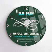 Thumbnail for DJI Flip design on dark green no frame wall clock