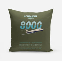 Thumbnail for Bombardier Global 8000 design on green army pillow