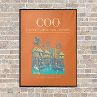 Thumbnail for Cadjehoun Airport COO — Cotonou vertical canvas print - framed - orange background