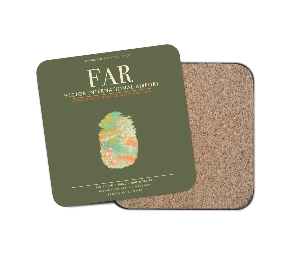 Hector International Airport (FAR) design on green army 1 piece coaster