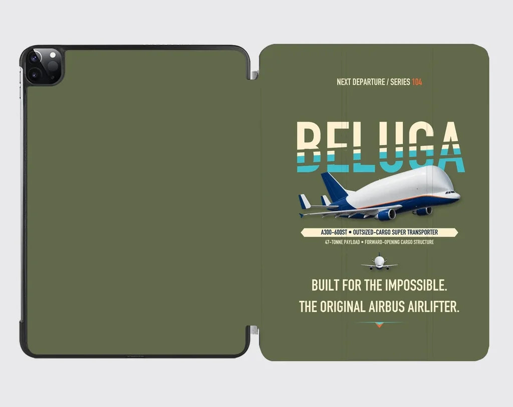 Airbus A300-600ST BelugaST design on green army ipad tablet case