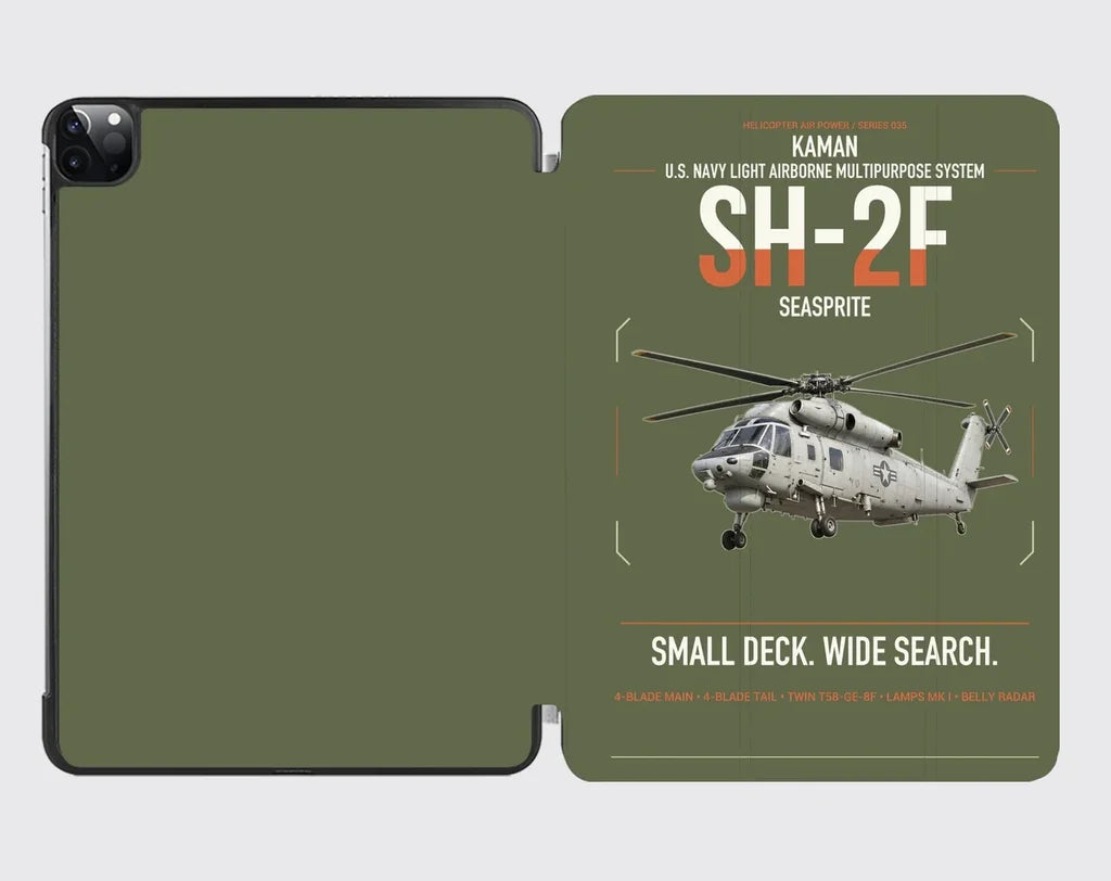 Kaman SH-2F Seasprite design on green army ipad tablet case