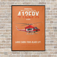 Thumbnail for SUBARU Bell 412EPX vertical canvas print - framed - orange background