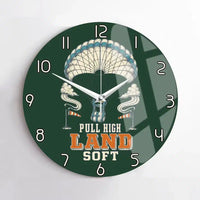 Thumbnail for Pull High Land Soft design on dark green no frame wall clock