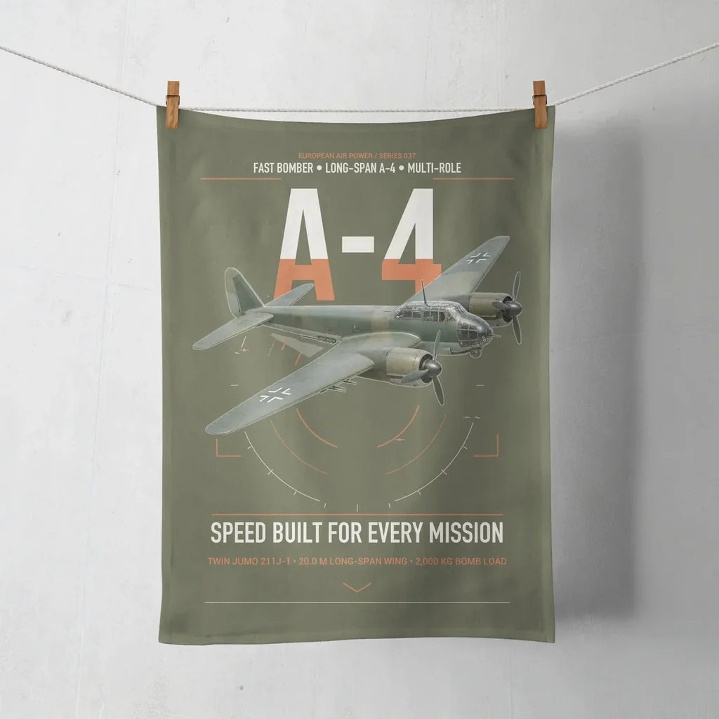 Junkers Ju 88A-4 design on green army towel
