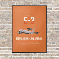 Thumbnail for E-3 Sentry AWACS vertical canvas print - framed - orange background