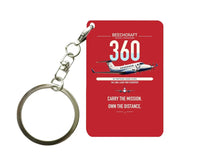 Thumbnail for Beechcraft King Air 360 design on red designed key chain, double-side print