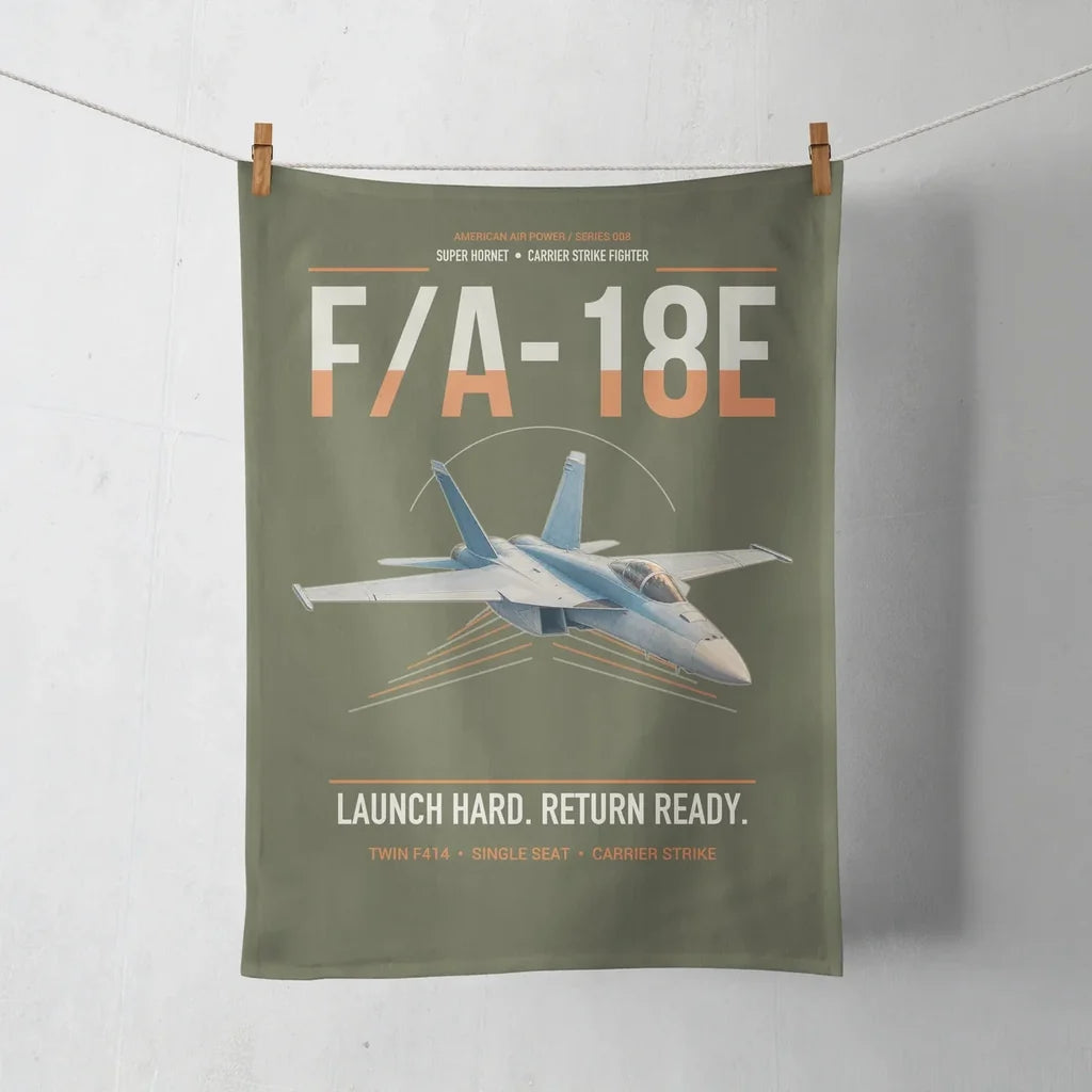 F-A-18E Super Hornet design on green army towel