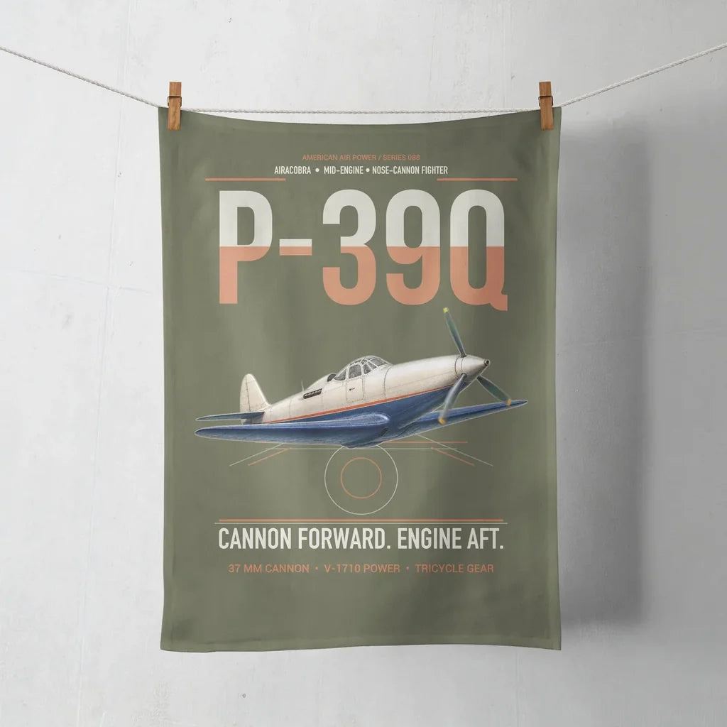 P-39Q Airacobra design on green army towel