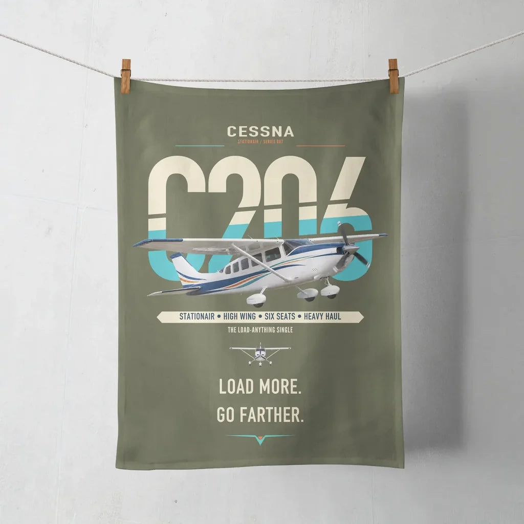 Cessna 206 Stationair design on green army towel