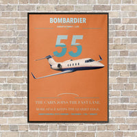 Thumbnail for Bombardier Learjet 55 vertical canvas print - framed - orange background