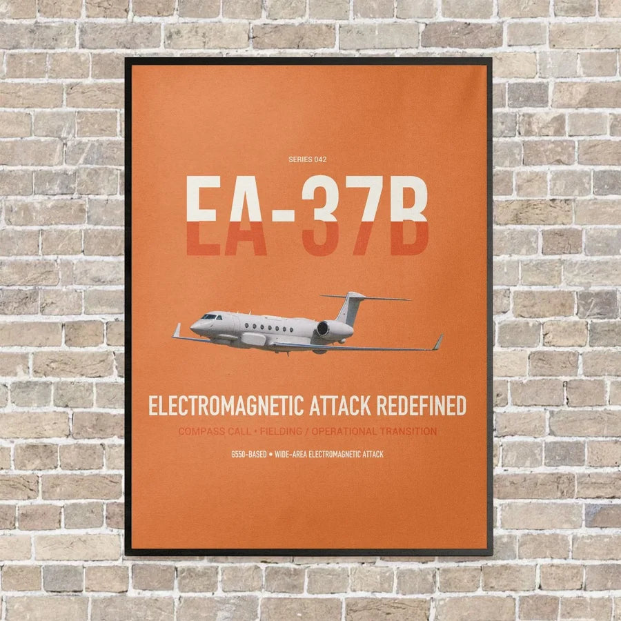 EA-37B Compass Call vertical canvas print - framed - orange background