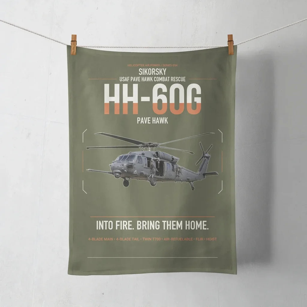 Sikorsky HH-60G Pave Hawk design on green army towel
