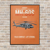 Thumbnail for Sikorsky MH-60S Seahawk vertical canvas print - framed - orange background