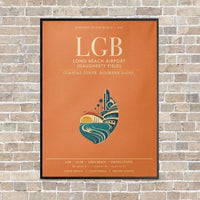 Thumbnail for Long Beach Airport (Daugherty Field) LGB vertical canvas print - framed - orange background