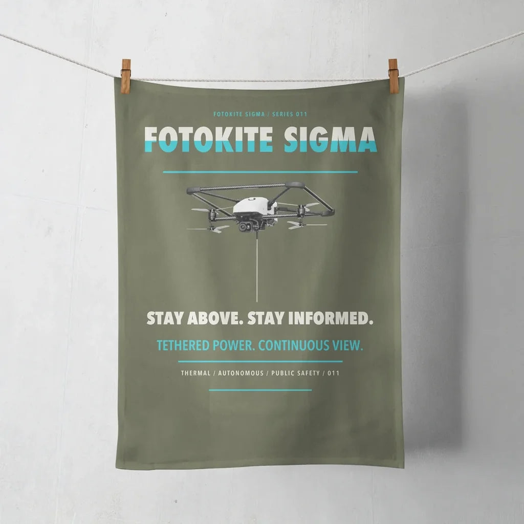 Fotokite Sigma design on green army towel
