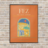 Thumbnail for Fes - Saiss Airport FEZ vertical canvas print - framed - orange background