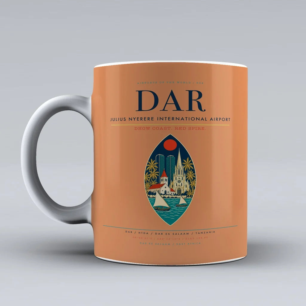 Nyerere International Airport DAR Mug design on orange julius