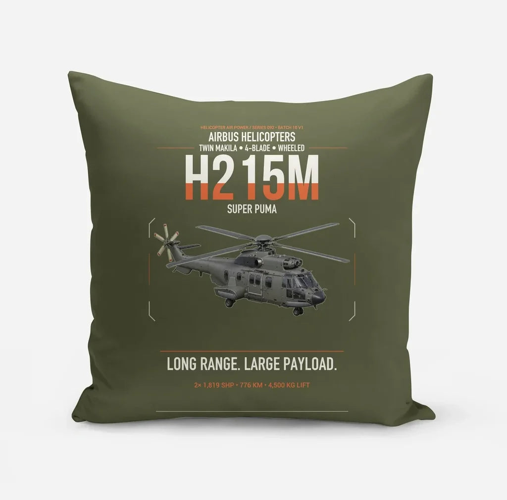 Airbus H215M design on green army pillow