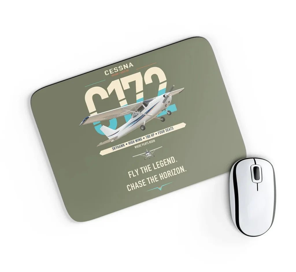 Cessna 172 Skyhawk design on green army rectangle mouse pad