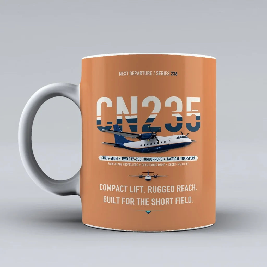 CN235-300M Mug design on orange airbus