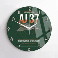 Thumbnail for Saab AJ 37 Viggen design on dark green no frame wall clock