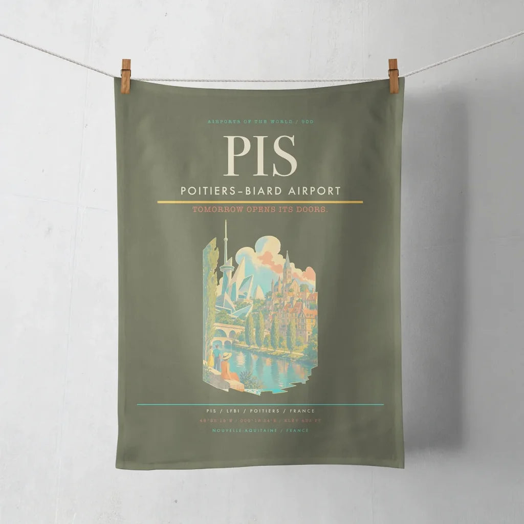 Poitiers–Biard Airport (PIS) design on green army towel