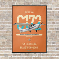 Thumbnail for Cessna 172 Skyhawk vertical canvas print - framed - orange background