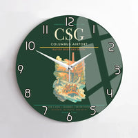 Thumbnail for Columbus Airport (CSG) design on dark green no frame wall clock