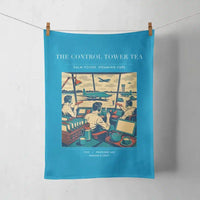 Thumbnail for VINTAGE G4375 - The Control Tower Tea - Designed Towels design on turquoise
