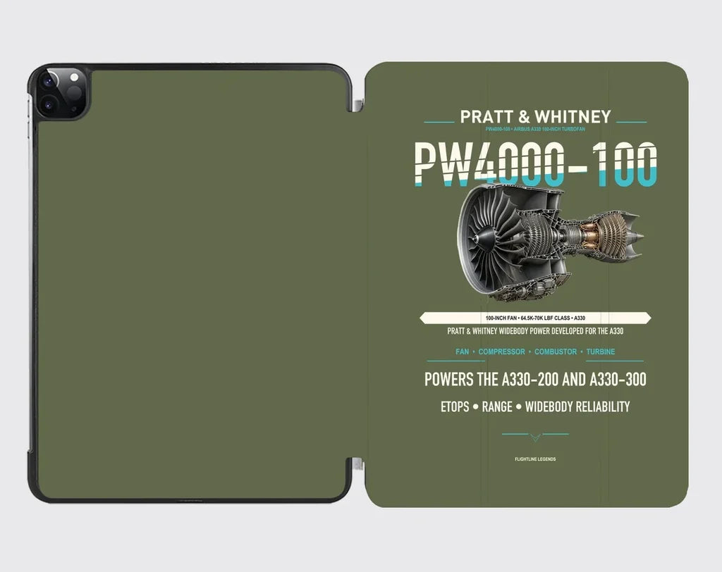PW4000-100 design on green army ipad tablet case