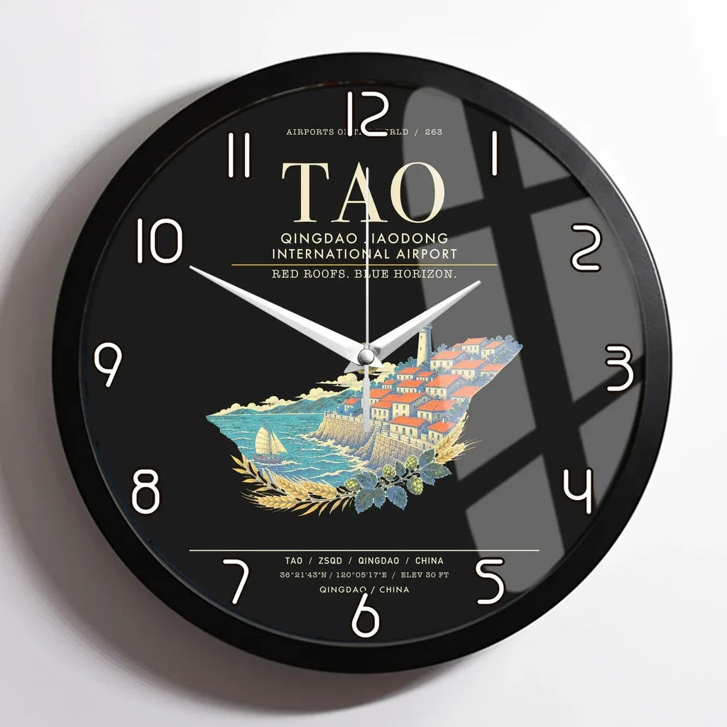 Qingdao Jiaodong International Airport TAO Wall-Clock Framed - Black