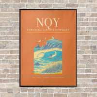 Thumbnail for Cornwall Airport Newquay NQY vertical canvas print - framed - orange background
