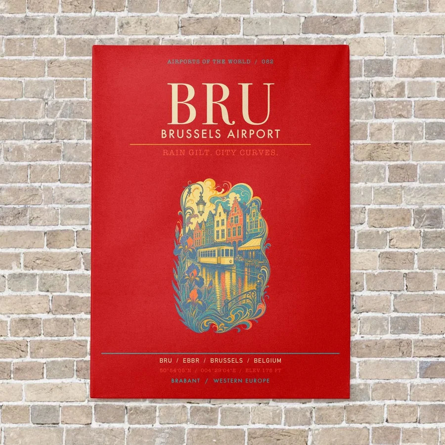 Brussels Airport BRU - Canvas Framed - Red