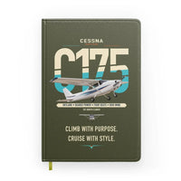 Thumbnail for Cessna 175 Skylark design on green army notebook