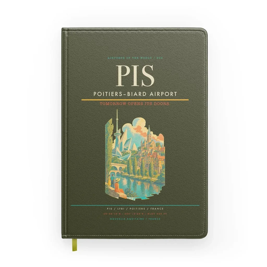 Poitiers–Biard Airport (PIS) design on green army notebook