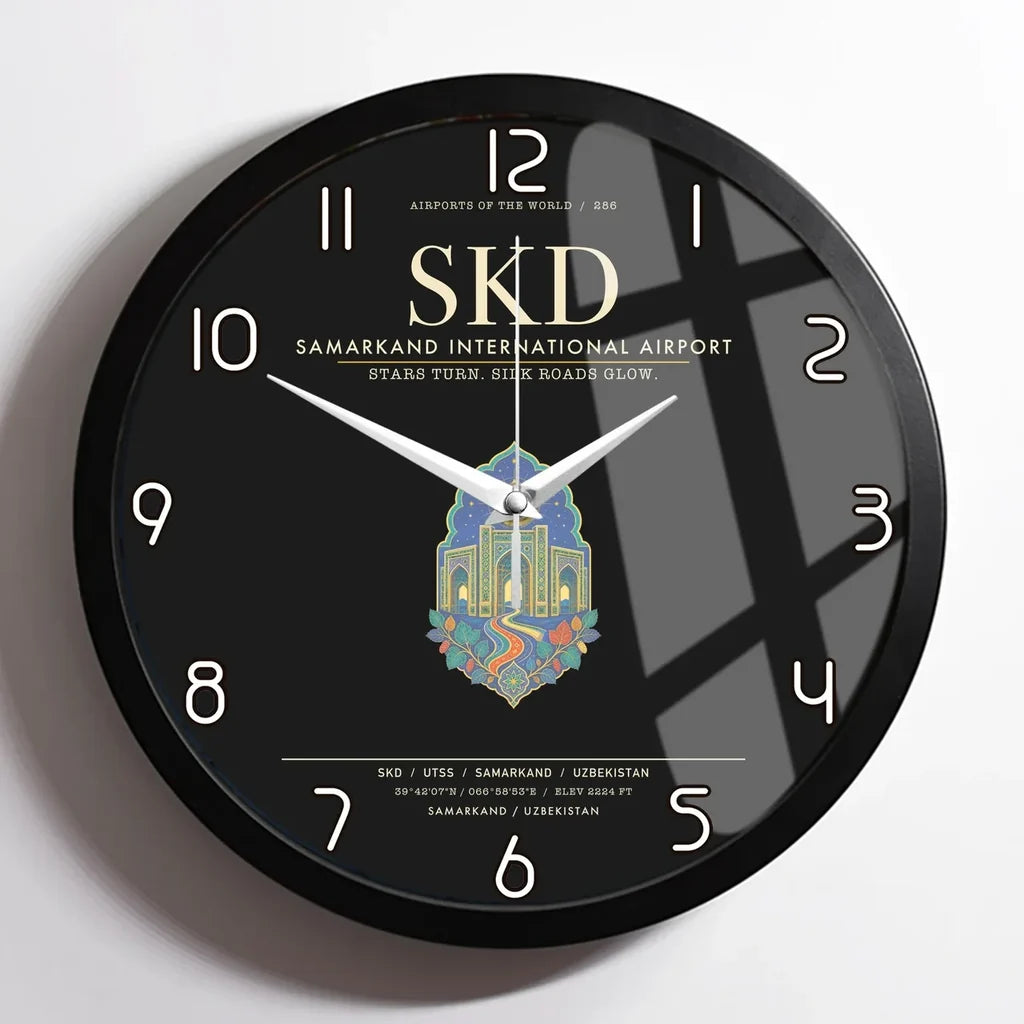Samarkand International Airport SKD Wall-Clock Framed - Black