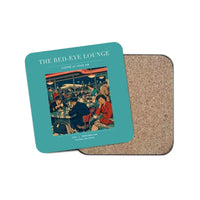 Thumbnail for The Red-Eye Lounge - Designed Coasters design on turquoise 1-piece